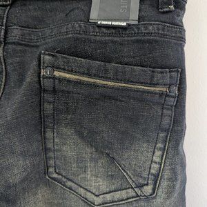 Men's 34 x 33 cote de nuits guerre et paix black distressed jeans slim NWOT